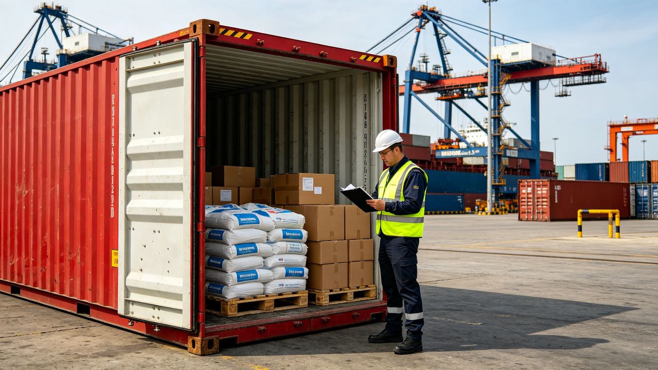 Container customs inspection at Kazakhstan port